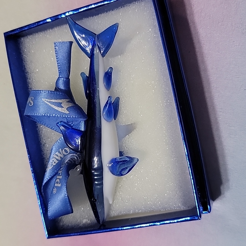 Handmade glass shark ornament